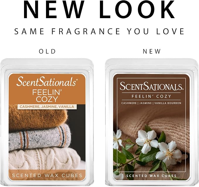 Scentsationals Feelin' Cozy Scented Wax Melts - Cashmere, Jasmine, & Vanilla Bourbon, 10oz (24 Cubes)