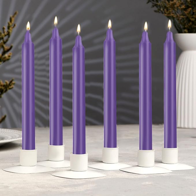 24 Pack Purple Spell Chime Candles – Premium Mini Unscented Taper Candles for Rituals, Prayer, Meditation, Altar, Spells – 4" Tall – Ideal for Witches & Spiritual Practices