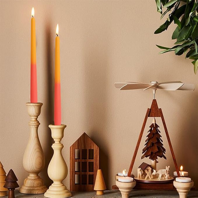 Colorful Candles Dripless Candle Sticks - 6pcs Gradient Taper Candles Rose Tapered Candlesticks Aromatherapy Candles for Home Dinner Party Decor Idea (8S-Rose)