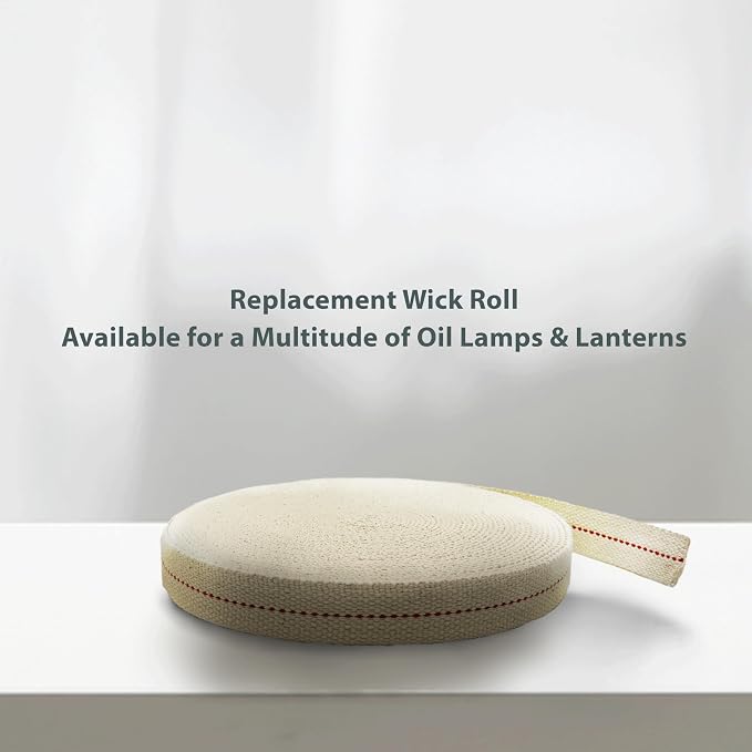 Light of Mine - 7/8" Inch 33' Foot, 100% Cotton Flat Wick for Paraffin Oil, Kerosene Based Lanterns, and Oil Lamps with Genuine Red Stitch (7/8" - 33' Roll)