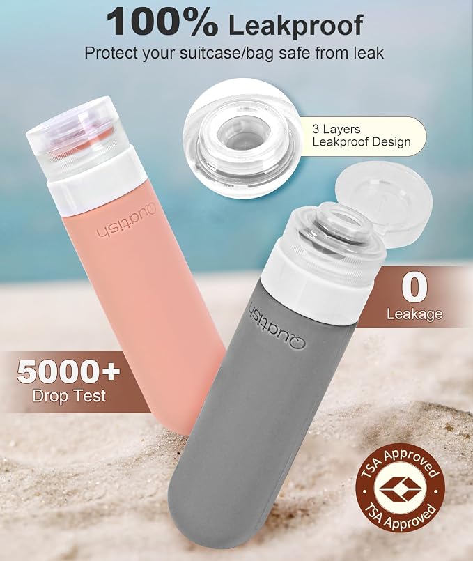 20 Pack Travel Bottles for Toiletries, Original Patented, TSA Approved Travel Size Containers, Leak Proof Silicone Shampoo and Conditioner Bottles Women & Men, Airplane Cruise Essentials, DustyPink