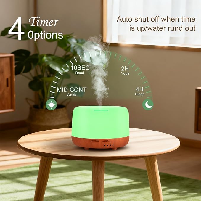 Marchred 300ML Essential Oil Diffuser, Small Aromatherapy Diffuser with Remote, 7-Color LED Light, 4 Timer Settings, Safe Auto-Off, for Bedroom, Desk, Home Office