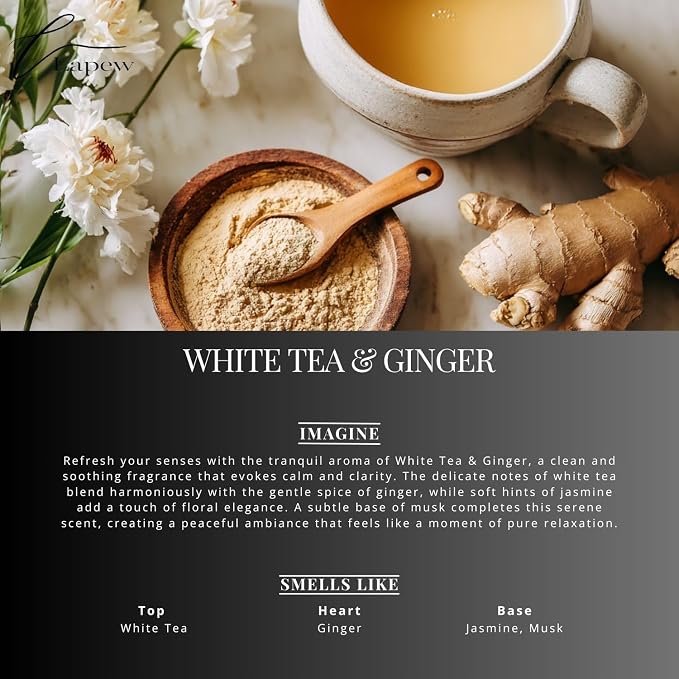 Lapew White Tea & Ginger Waterless Diffuser Oil | Fragrance Oil for Nebulizer & Cold Air Diffusers | Scented Home Oil | 0.34 fl oz