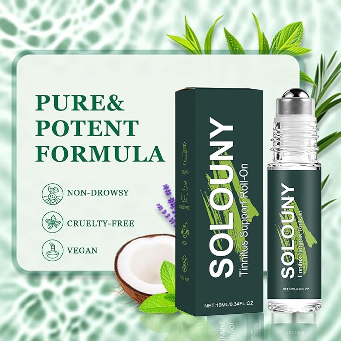 Solouny Tinnitus Vertigo Roll On, Plant-Based Formula Relieving Vertigo, Portable Aromatherapy Roller,2PCS