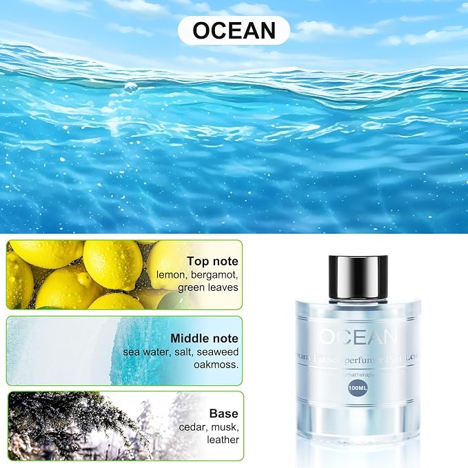 Amor Lyris 3.5OZ/100ml Large Car Air Freshener Refill, CO01/Dedicated Perfume Refill Air Fragrance Essential Oil Diffuser 6 Months Long Lasting, Car Scents Refill Made of Natural Plant Extracts, Ocean