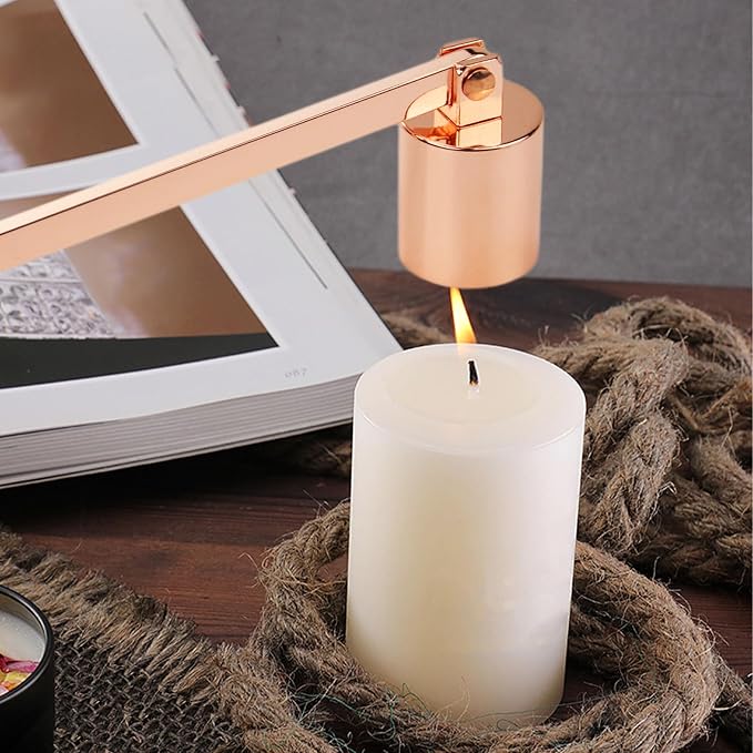 Candle Snuffer, Stainless Steel Elegant Candle Extinguisher with Long Handle, Straight Tube Candlesnuffers Extinguish for Tea Light Candles Fireplace Church Wedding Candle (Rose Gold)