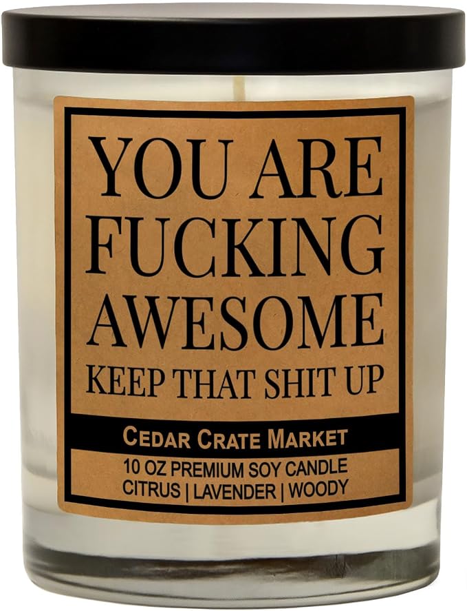 Best Friend, Gift for Women, Men - You are Awesome, Thank You Candle Gift for Her, Him, Inspirational Present for Coworker, Sister, Bestie, Funny Happy Birthday Candle,100% Soy Wax Handmade in the USA