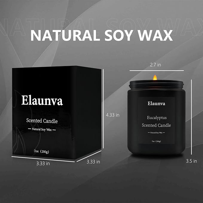 Eucalyptus Scented Candle 7oz, Natural Soy Wax | Aromatherapy, Spring Fresh Home Scent, Stress Relief, Spring Easter Home Decor Gift