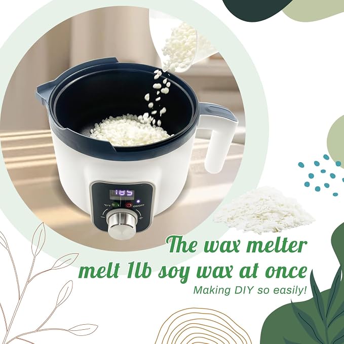 Handnatur Pro Soy Wax Melt Kit with Digital Wax Melting Pot, 4lb SOYA Wax Melter, Soy Candle Maker Set with Candle Heater, Wicks, Wick Holders, Wick Stickers