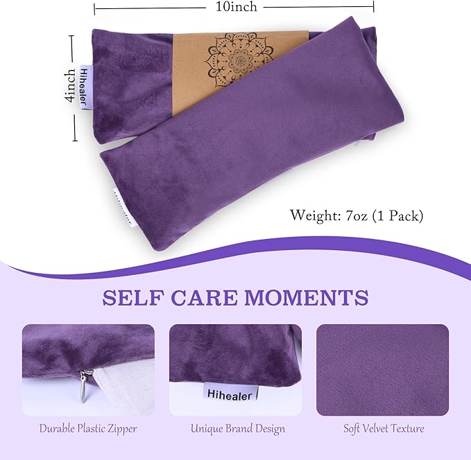 Relaxation Gifts for Women, Weighted Eye Mask for Sleeping, Yoga, Spa, Meditation, Lavender Eye Pillow Heated for Headache, Sinus & Dry Eyes Relief, Moist Heat Mask, Birthday Gifts for Mom (Purple)