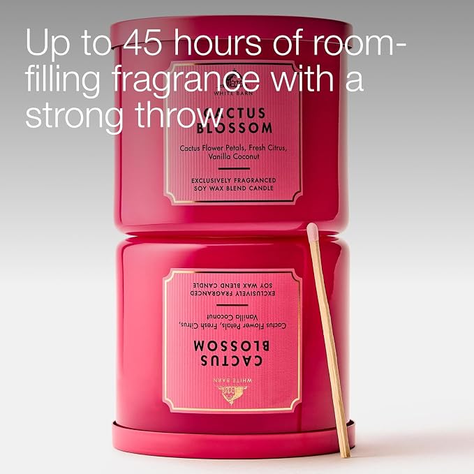 Bath & Body Works Cactus Blossom 3-Wick Candle - Scented Candle for At-Home Use - Long-Lasting, Room-Filling Fragrance - High Fragrance Oil Concentration - Soy Wax Blend