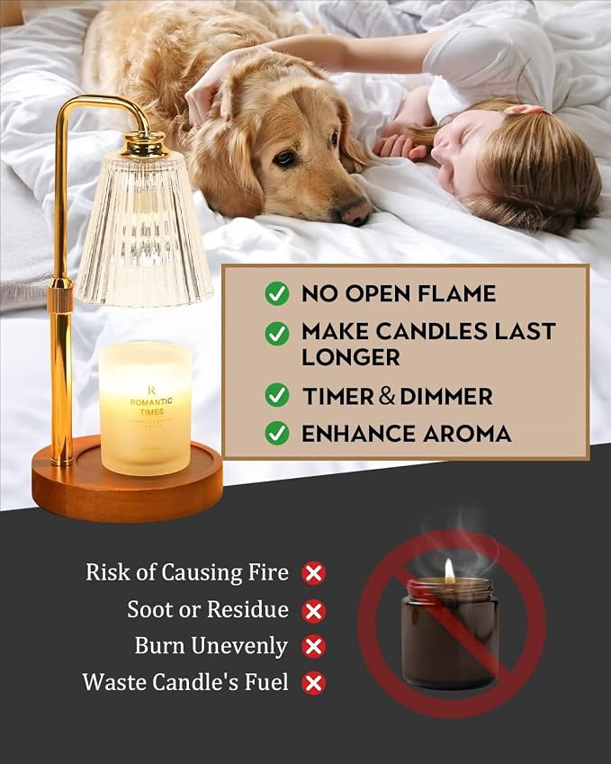 Candle Warmer Lamp with Timer Dimmable Crystal Vertical Stripe,Mothers Day Birthday Gifts for Women Mom, Adjustable Candle Warmer with 2 Bulbs, Candle Lamp for Jar Candles, House Warming Home Decor
