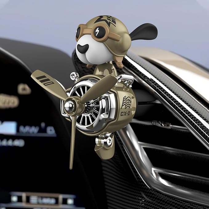 Pilot Car Air Freshener, Cute Dog Car Vent Clip Air Freshener Automotive Air Outlet Fan Diffuser, Automotive Interiors Vent Decoration (Shake Head Style - Dog)