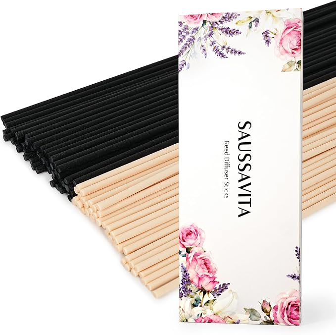 11 inch Diffuser Sticks 100 Pack, Diffuser Reeds Sticks Refill for Home and Bathroom, Diffuser Reeds Sticks for Scented Diffuser Nude&Black