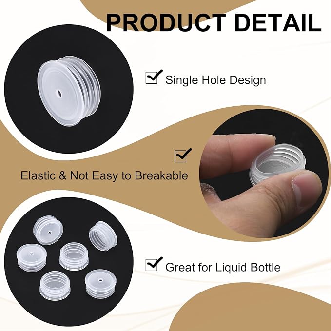PATIKIL Bottle Adapter 0.79"/20mm Press in Plugs Clear 25Pcs, 0.12" Hole | for Oral Dispenser Liquid Oil Plastic Glass Bottles Stopper
