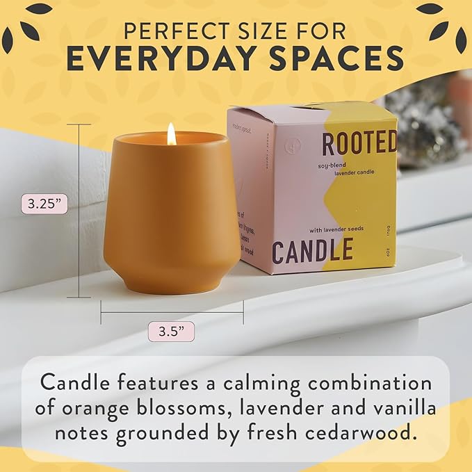 Modern Sprout - 2 in 1 Cedarwood Scented & Soy Candle with Seeds that Grows into Lavender Plant - 6 oz w/ 42 hr Burn time in Matte Glaze Ceramic Vessel Ideal for Indoor Herb Garden