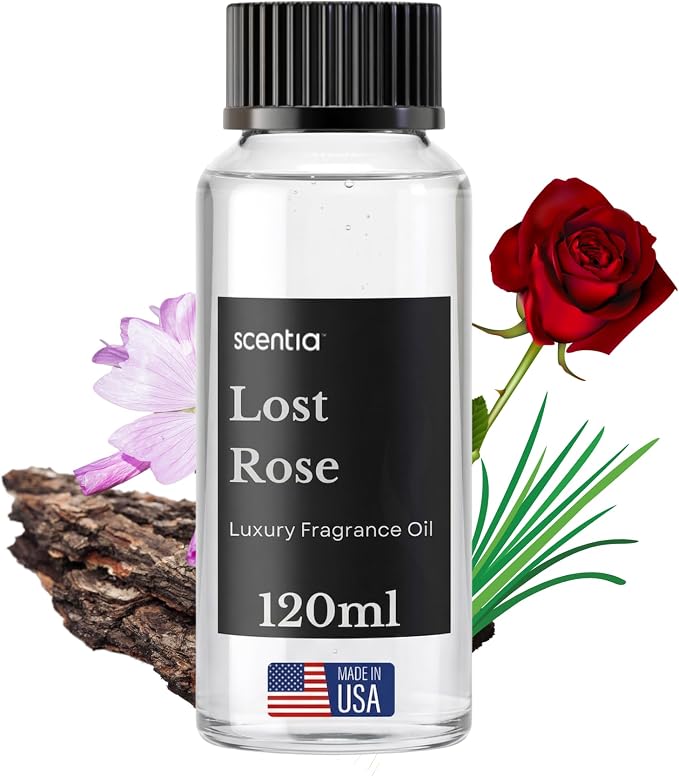 Scentia Lost Rose Diffuser Oil Refill – Hotel Fragrance Oil Inspired by Fairmont – 120 mL – Rose, Oud Wood & Clove Long-Lasting Scent for Ultrasonic & Waterless Diffusers, Made in USA