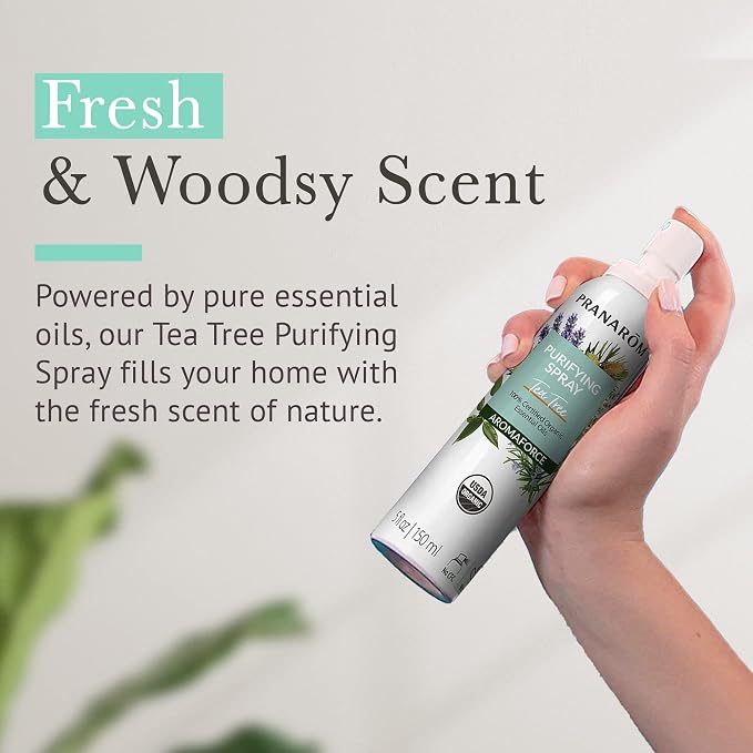 Pranarom - Aromaforce Purifying Spray, Aromatic Room Deodorizers for Home, Essential Oils Infused for Toxin Purification, All-Natural, Tea Tree, 150mL