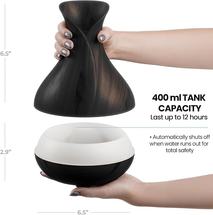 Sierra Modern Home Smart WiFi Humidifier - Aromatherapy Essential Oil Diffusers with App Control & Voice Control - Works with Alexa & Google Home - 400ml Ultrasonic Diffuser & Humidifier - Dark Brown