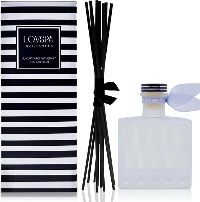 Reed Diffuser Set, French Lavender Scented Oil Diffuser with Sticks, Home Fragrance Accessories for Bathroom Shelf Decor, Aroma Diffusers for Home or Office Desk, USA Made