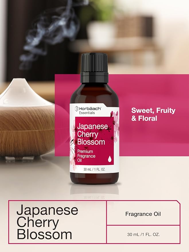 Horbäach Japanese Cherry Blossom Fragrance Oil | 1 fl oz (30ml) | Premium Grade | for Diffusers, Candle and Soap Making, Aroma Sprays, DIY Projects & More