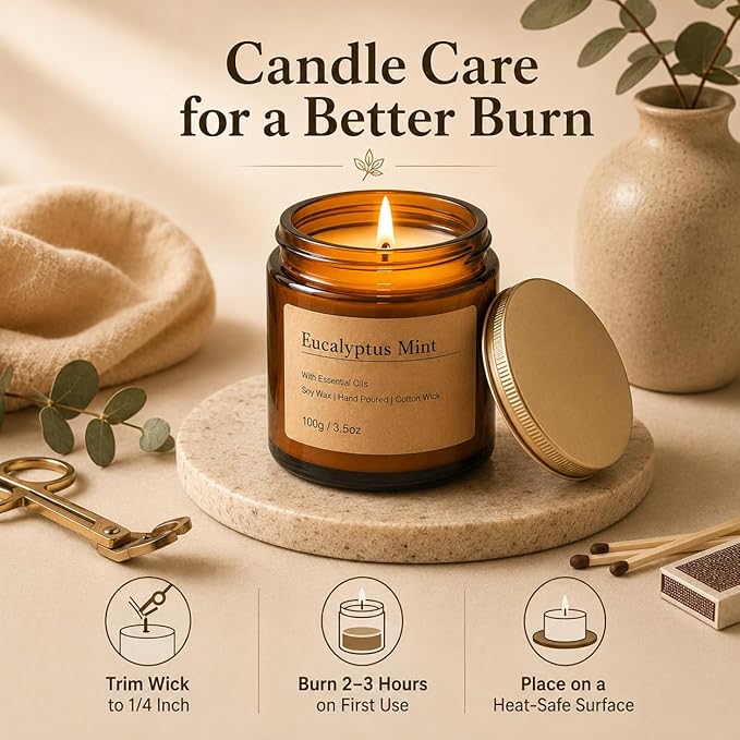 6-Pack Scented Candles for Home, 3.5 Oz Soy Wax Aromatherapy Candle Gift Set, Lavender Chamomile, Eucalyptus Mint & Vanilla, Birthday Gifts for Women, Thank You Graduation Gifts