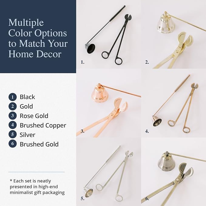 Airy Abode Candle Snuffer and Wick Trimmer Set, Bell Snuffer Gift Box, Stainless Steel Candle Care Accessory for Home Decor, Black