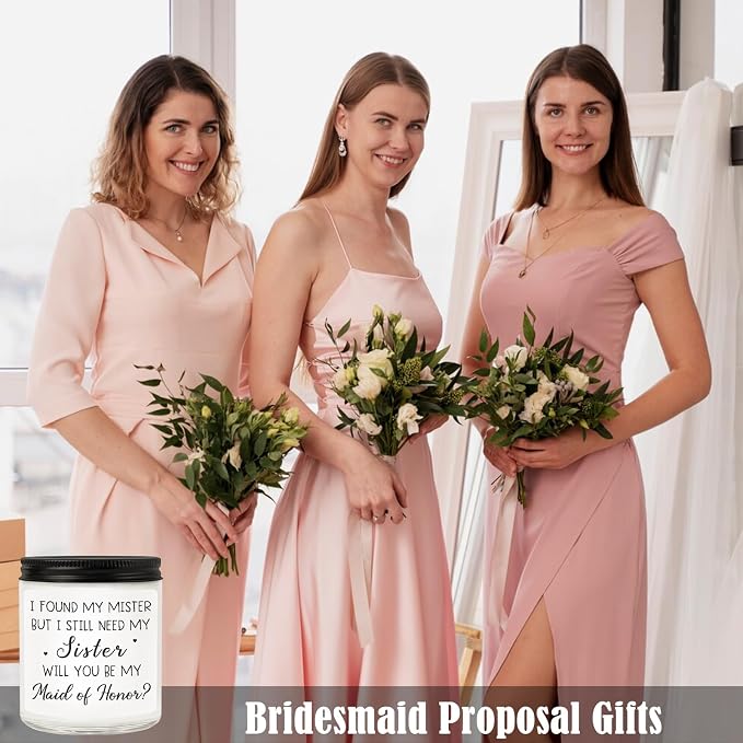 Bridesmaid Gifts Maid of Honor Gifts - Bridesmaid Proposal Gift from Bride, Matron of Honor, Bridal Party, Bachelorette Gift Ideas for Wedding Day - Lavender Scented Candle for Sister,Friends