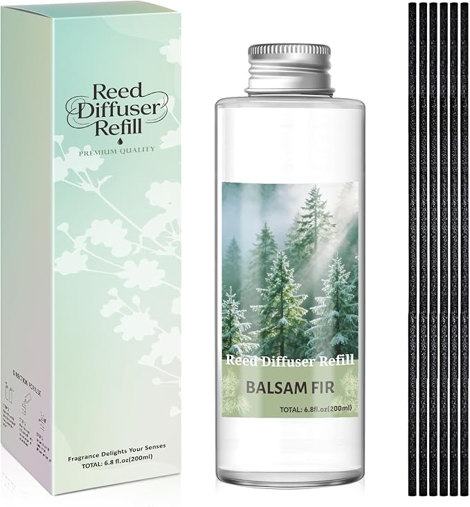 SCENTORINI Reed Diffuser Oil Refill, Balsam Fir Diffuser Oil 6.76 Fl Oz, Natural Scented Essential Oil Refill Long Lasting Summer Home Fragrance for Room Spa Aromatherapy Bathroom Home Decor