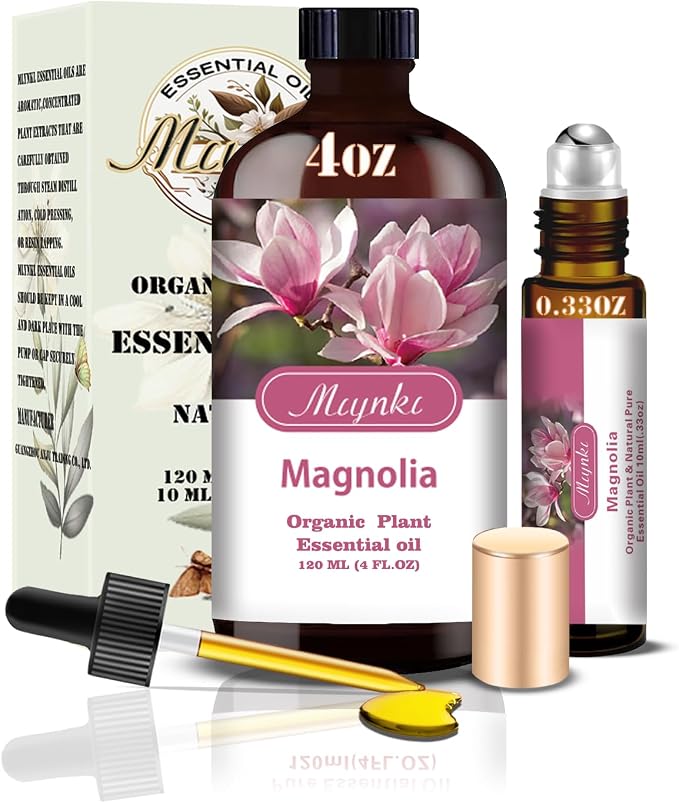 Magnolia Essential Oil, Magnolia Oil for Diffuser, Humidifier, Massage, DIY Candle, Soap, Yoga, Relaxation, Gift Ready,Magnolia Fragrance Oil - MLYNKL Essential Oils (4.33 fl oz / 130ml)