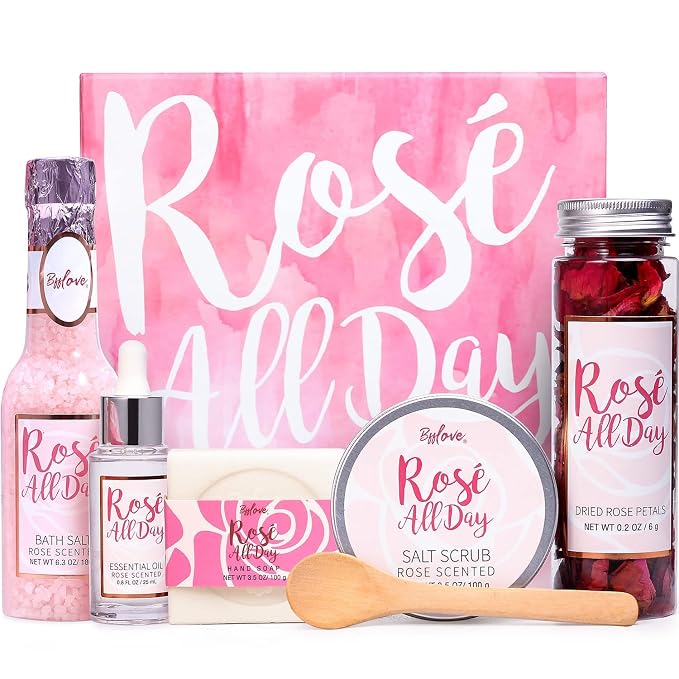 BFF LOVE 6 Pcs Rose Spa Set for Women, Spa Gifts for Women, Gift Set for Her, Spa Kit for Birthday, Mother's Day, Valentine's Day Gifts for Mom,Wife,Girlfriend