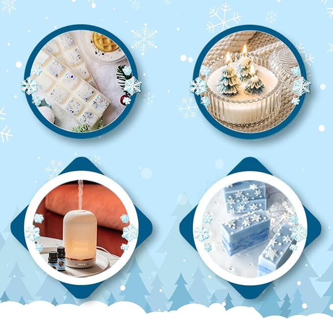 WUSEONY Winter Essential Oil for Diffusers Home, Holiday Fragrance Oils Set, Scented Oil Gift Set for Candle Soap Making - Christmas Wreath, Gingerbread, Mistletoe, Peppermint, Cinnamon, Hot Chocolate