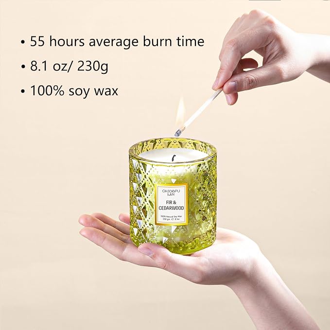 Fir & Cedarwood Scented Holiday Candle Christmas Gift, Festival Gifts, Cozy Winter Forest, Luxury Soy Jar Candles, 55 Hour Long Lasting, Highly Scented, Home Decor, Clean Burning, 8.1oz