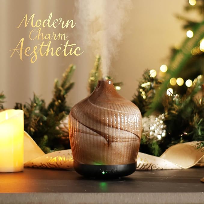 Porseme 280ml Essential Oil Diffuser, Ultrasonic Cool Mist Humidifier with Color Changing, Auto Shut-Off, 6-10 Running Hours, Aromatherapy Glass Diffusers for Home Bedroom, Office, Yoga (Deep Desert)