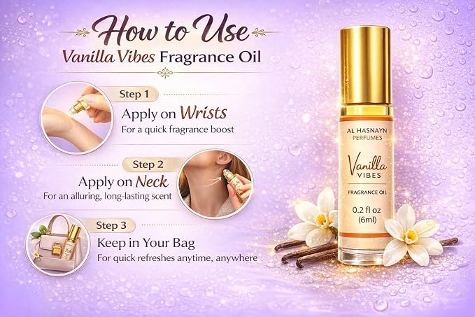 AL HASNAYN Vanilla vibes Fragrance Oil Roll-On Perfume 6ML 0.20 fl oz |Rollerball perfume |Alcohol free| Long Lasting | Gifts for men women|