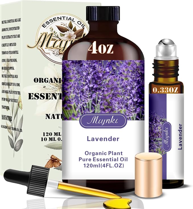 Lavender Essential Oil – Lavender Fragrance Oil for Sleep Aid, Diffuser, Humidifier, Massage, DIY Soap, Candle, Cleaning, Relaxation, Gift Ready – MLYNKL Lavender Oils (4.33 fl oz / 130ml)