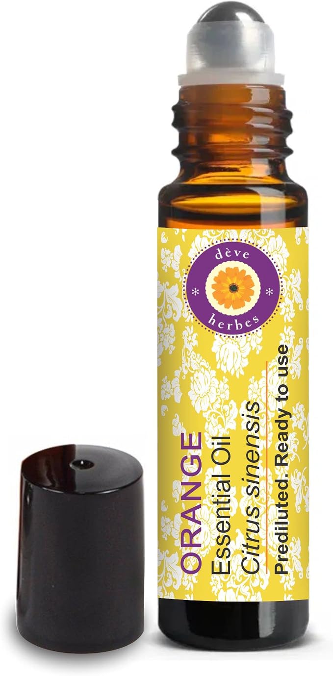 dève herbes Orange Essential Oil (Citrus sinensis) Pre Diluted Ready to Use Roll-on Blend for Aroma and Topical Skin Application for Kids and Adults 10ml (0.33 oz)