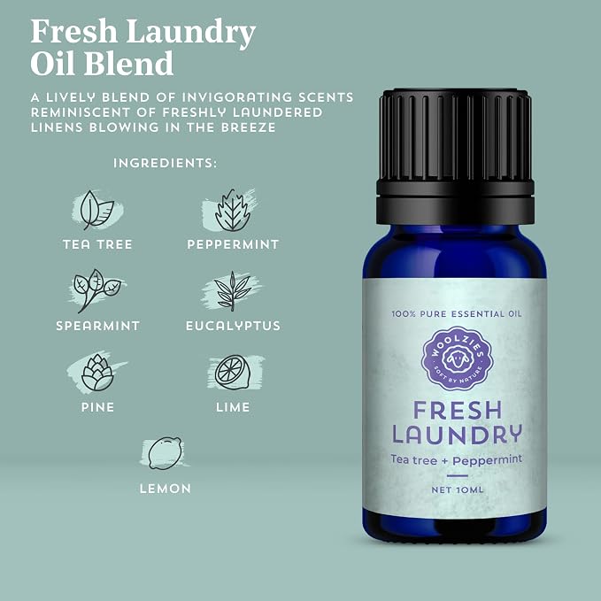 Laundry Essentials Essential Oil Set: Use with Wool Dryer Balls or Oil Diffuser Elevate Your Laundry with All-Natural Aromatherapy Scents | Fresh Laundry, Chamomile Bliss, Pure Linen 10 ML