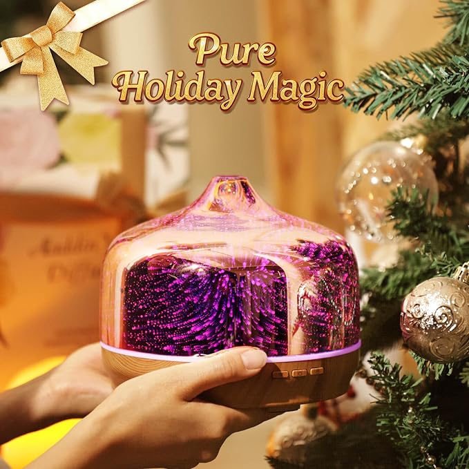 Porseme 500ml Glass Essential Oil Diffuser Aromatherapy Ultrasonic Cool Mist Humidifier 15-21 Running Hours Waterless Auto-Off Air Diffusers for Sleeping Yoga Working Spa(Rose Gold)