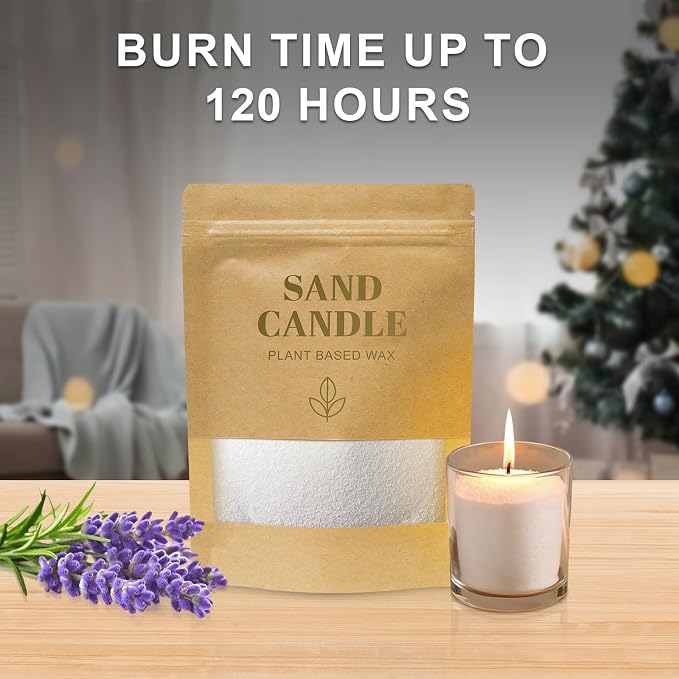 Scented Candle Sand – Sandalwood Bamboo Bloom | 17.6oz Plant Wax Granules with 20 Candle Wicks | Elegant Botanical Scent, Clean-Burn, Tranquil & Sophisticated Atmosphere