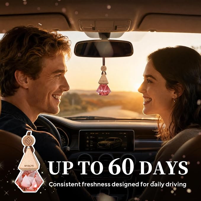 NYVALIYACar Air Freshener Hanging Diffuser with Natural Essential Oil, Zen Tea Scent Car Fresheners, Long Lasting Car Smell Air Fresheners, Car Air Fresheners for Women & Men (Zen Tea)