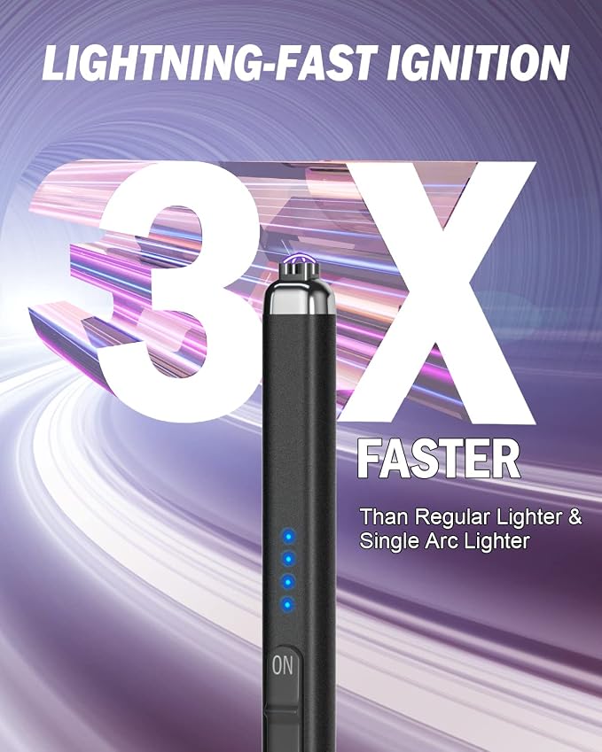 Dual Arc Electric Candle Lighter Gift Box Rechargeable USB Lighter Gifts for Women Men Plasma Arc Lighters for Candle Gift Choice (Obsidian Black)