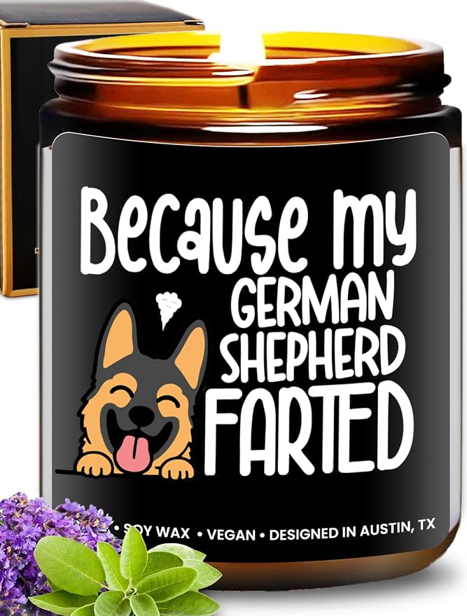 Funny German Shepherd Candle, German Shepherd Gifts for Women, Unique Funny Dog-Themed Gift Ideas, Best Present for Pet Lovers, Perfect Presents for Dog Mom & Dad, Birthday, Christmas, Gift-Ready