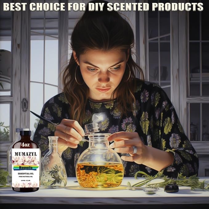 Magnolia Essential Oil, Magnolia Oil 4 Fl Oz 120ML for Diffuser Humidifier Yoga Cleaning DIY Candle Soap Making MUMAZYL Essential Oils