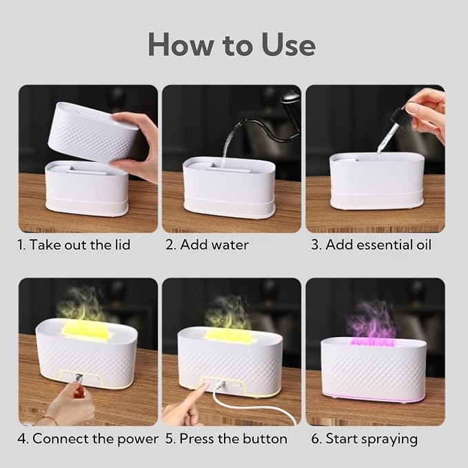 Portable Small Humidifier Dual Nozzle - Large Cool Mist Humidifiers Double Spray Ports, Water Shortage Protection, Ultra-Quiet, Mini Humidifier for Bedroom Plants Office Car Travel (Flame Volcano)