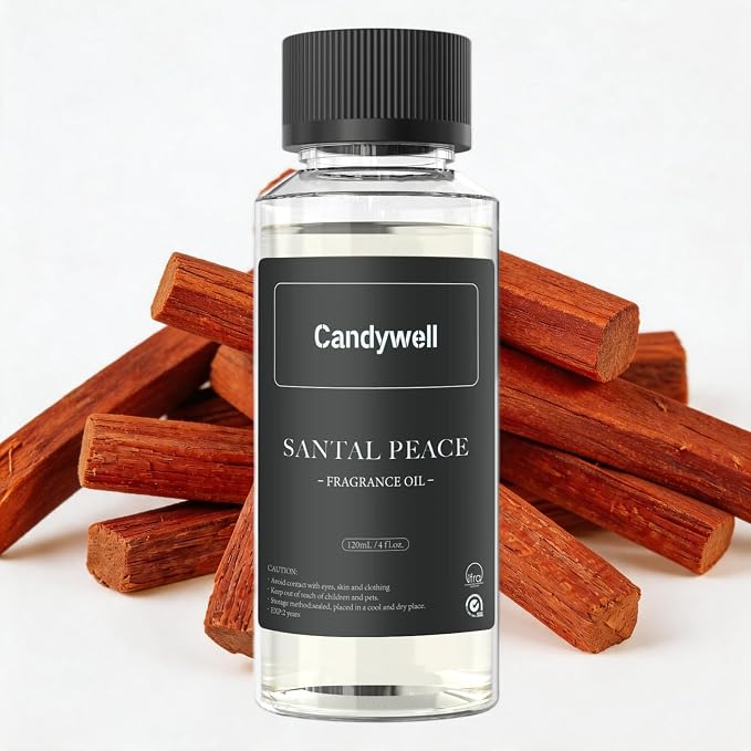 Hotel Diffuser Oil for Waterless Diffusers, Luxurious Relaxing Aromatherapy Scent Essential Oil with Cardamom, Cedar & Sandalwood, 4 Fl Oz, 120 ML, Santal Peace