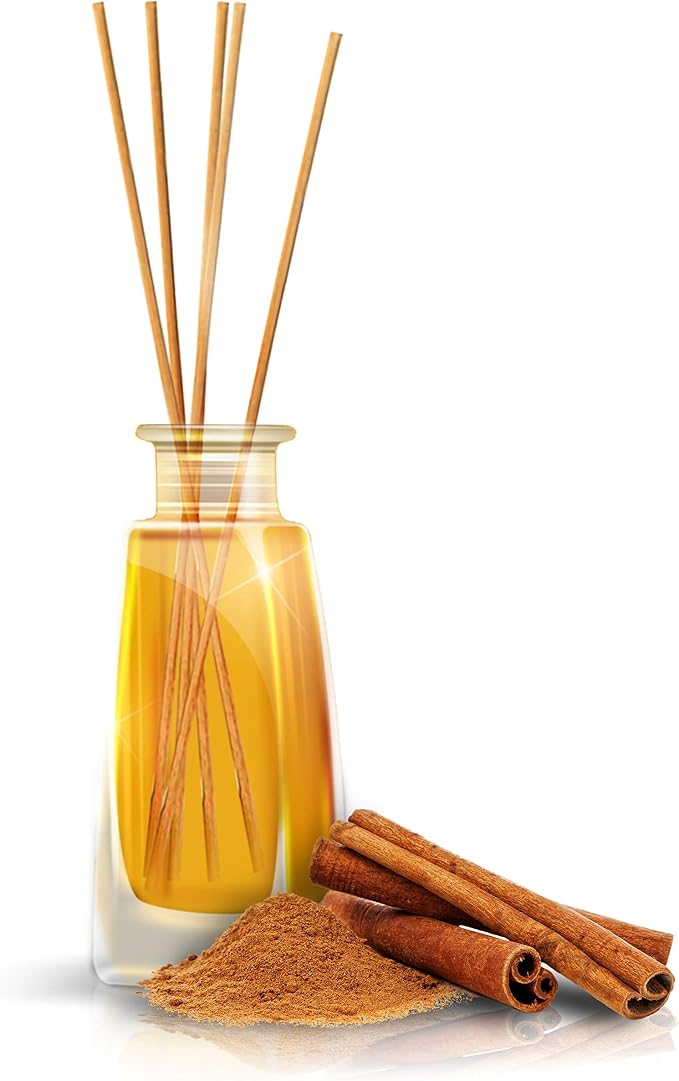 Reed Diffuser Cinnamon 3.4 Fl Oz(100ml) - Room Diffuser with Cinnamon Essential Oil - Home Fragrance - Aromatherapy Air Freshener - Oil Diffuser - Scented - Cinnamon Aroma