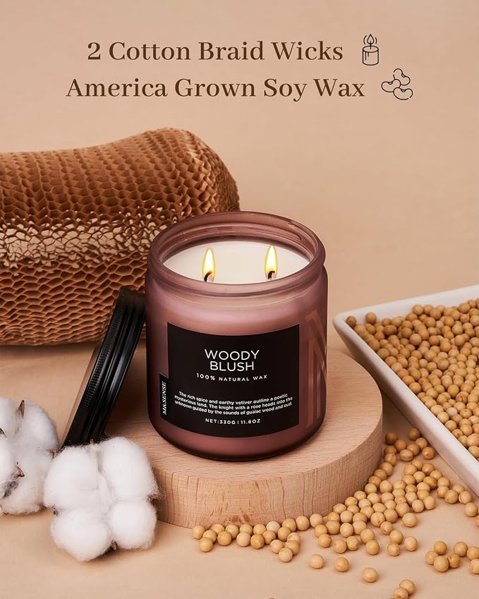 M&SENSE Rose Oud Scented Candles for Home, 11.6oz Organic Natural Soy Wax, 70-Hour Long Lasting Slow Burning, Non Toxic Clean Burn, Floral Scent for Stress Relief, Aromatherapy Gifts for Family