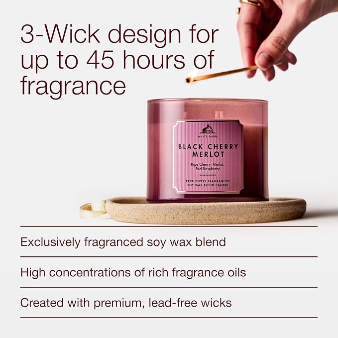 Bath & Body Works Black Cherry Merlot 3-Wick Candle - Scented Candle for At-Home Use - Long-Lasting, Room-Filling Fragrance - High Fragrance Oil Concentration - Soy Wax Blend - 2-Pack