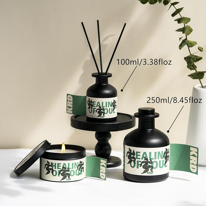 KRD Large Aromatherapy Diffuser Amber Moss, 8.45 fl oz Premium Scented Oil, Relaxing Living Room Air Freshener Value Size